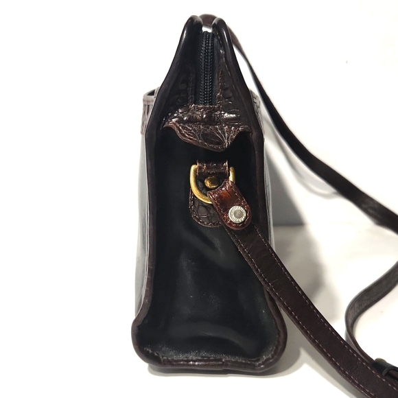 Brahmin Vintage 90's Leather Black with Mock Croc Trim Shoulder Bag Purse - Picture 9 of 12